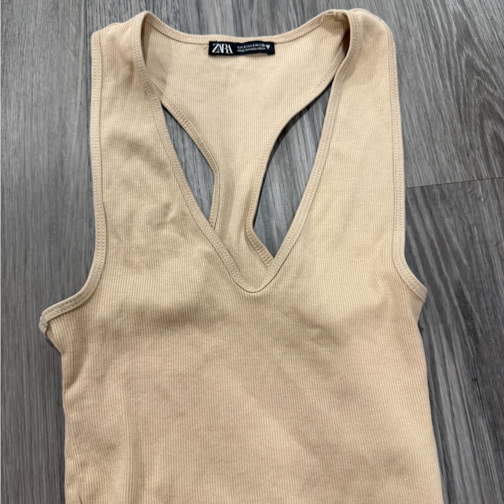 Zara Beige Cropped Tank